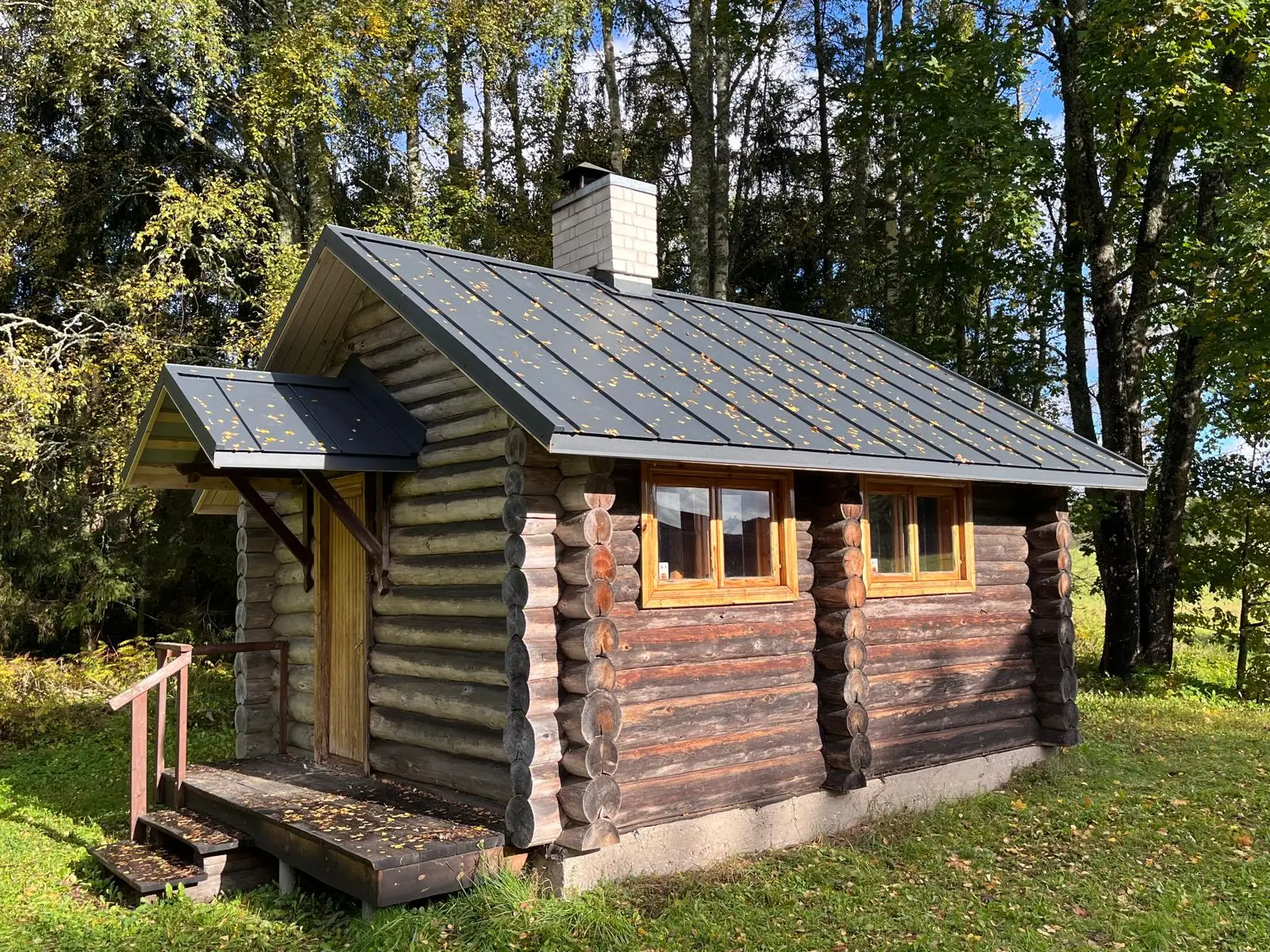 Valmis palksaun uue katuse, varikatuse ja trepiplatvormiga